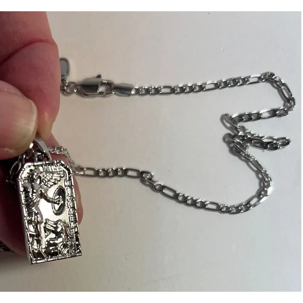 CraftD London St Michaels Necklace 316L Stainless Steel & Triple Coated Rhodium